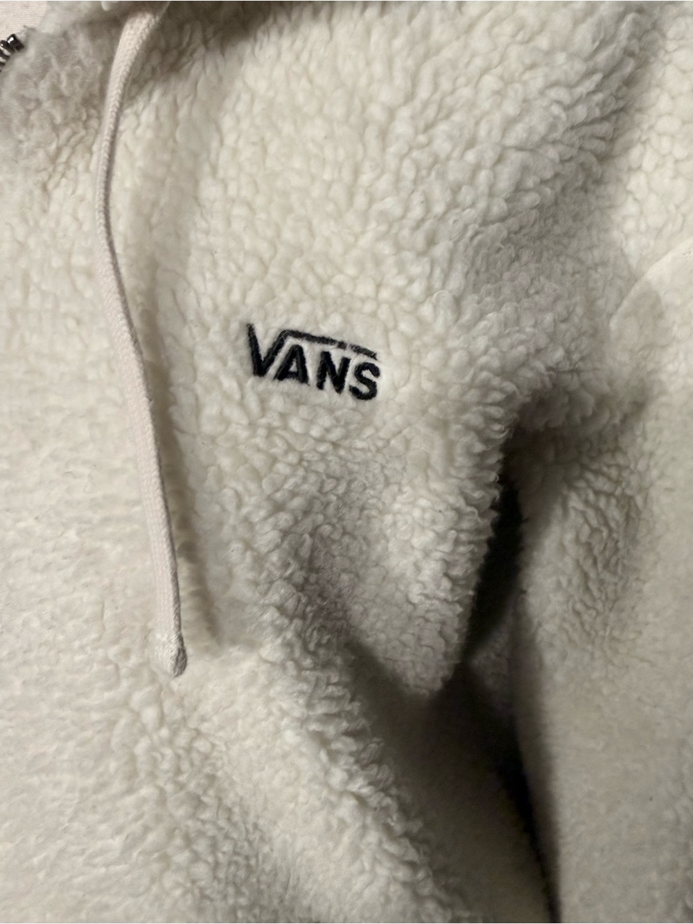 Vans Cream Sherpa Half-Zip Pullover Hoodie-S - Picture 4 of 4